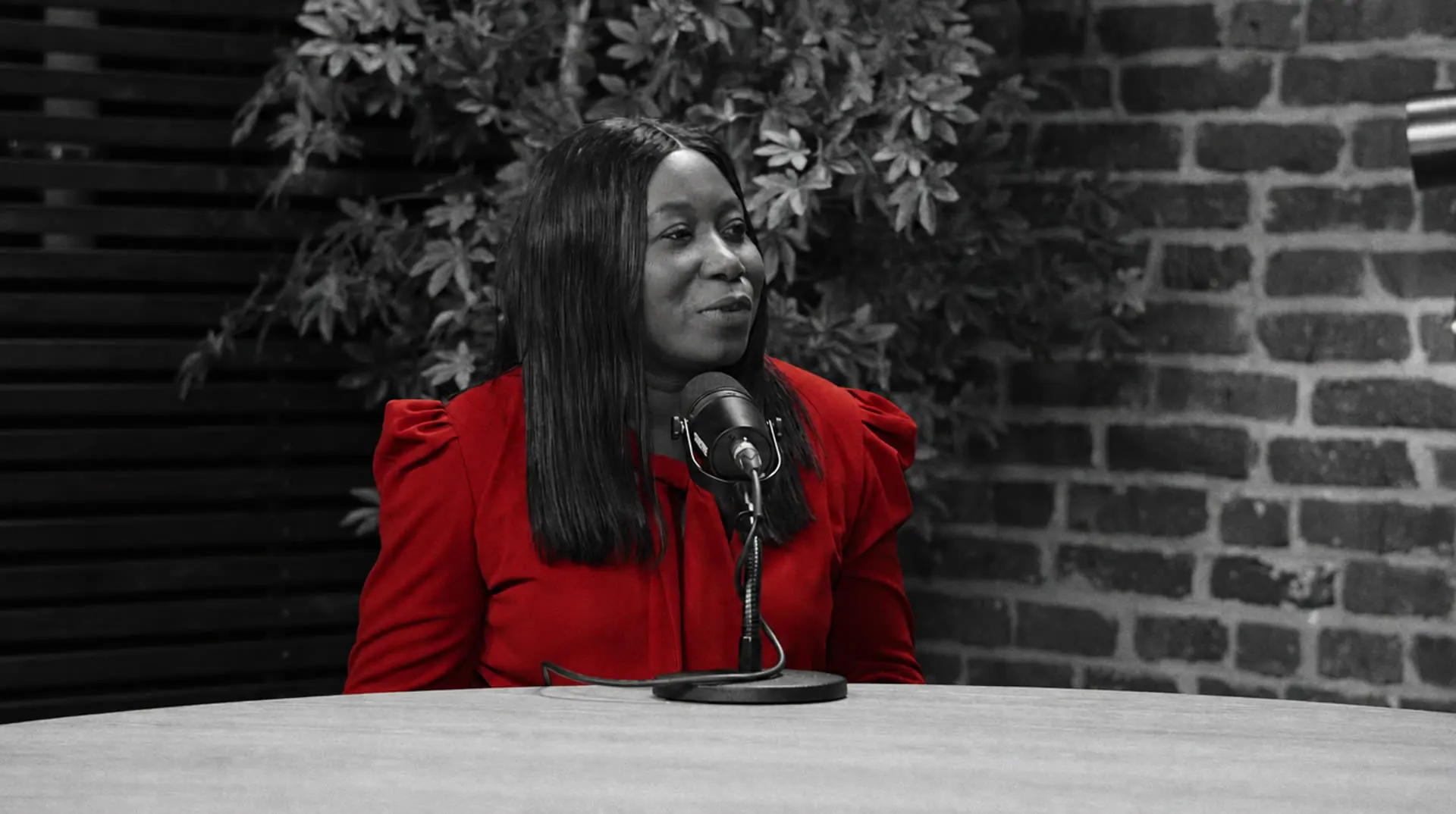 Cindy Okosun and James Jeansonne at the Cohort in Progress microphone